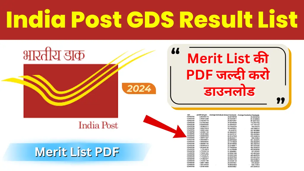 India Post GDS Result 2024 : Merit List PDF Download